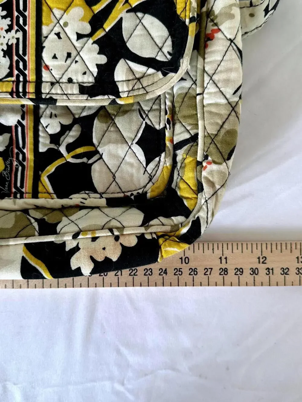 Vera Bradley Floral Black & Yellow Quilted Crossbody Bag - EUC - Picture 8 of 8